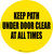 Keep Path Under Door Clear at All Times - Floor Sign