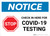 Notice: Stop Check In Here For COVID-19 Testing Landscape - Wall Sign
