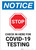 Notice: Stop Check In Here For COVID-19 Testing Portrait - Wall Sign