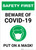Safety First: Beware of COVID-19 Put a Mask On with Icon Portrait - Wall Sign
