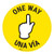 One Way - Pointing Hand - Yellow - Bilingual Spanish - Floor Sign