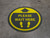 Please Wait Here - Yellow Circle - Floor Sign