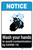 Notice: Wash Your Hands Avoid COVID-19 ANSI Portrait - Label