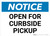 Notice: Open for Curbside Pickup Landscape - Wall Sign