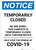 Notice: Temporarily Closed - Campsite Closed Until Further Notice Portrait - Wall Sign