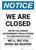 Notice: We Are Closed - We're Following Government Regulations Portrait - Wall Sign