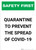Safety First: Quarantine To Prevent the Spread of Covid-19 Portrait - Wall Sign