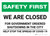 Safety First: We Are Closed For Government Ordered Shutdowns Landscape - Wall Sign