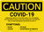 Caution: Covid-19 - Report to Front Desk - Symptoms Landscape - Wall Sign