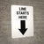 Line Starts Here Down Arrow Portrait - Wall Sign