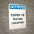 Notice: COVID-19 Testing Location Portrait - Wall Sign