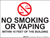 No Smoking/Vaping Within 10 Feet - Wall Sign