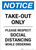 Notice: Take Out Only Please Respect Social Distancing Portrait - Wall Sign