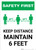 Safety First: Keep Distance Maintain 6ft with Icon Portrait - Wall Sign