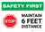 Safety First: Stop Maintain 6ft Distance with Icon Landscape - Wall Sign
