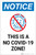 Notice: This is a No COVID-19 Zone ANSI Portrait - Label