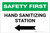 Safety First: Hand Sanitizing Station Left with Arrow Landscape - Label