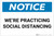 Notice: We're Practicing Social Distancing ANSI Landscape - Label