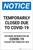 Notice: Temporarily Closed Due To Covid-19 Portrait - Label