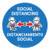 Socal Distancing with Cartoon Bilingual Spanish - Blue - Floor Sign