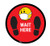 Wait Here with Facemask Emoji - Red - Floor Sign