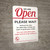 We Are Open Pease Wait Behind Line Portrait - Wall Sign