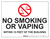 No Smoking/Vaping Within 15 Feet - Wall Sign