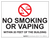 No Smoking/Vaping Within 20 Feet - Wall Sign