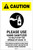 Caution: Please Use Hand Sanitizer - Clean Hands with Soap and Water with Icon Portrait - Label