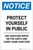 Notice: Protect Yourself in Public - Use Sanitizer Wipes on Carts Portrait - Label