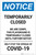 Notice: Temporarily Closed - Playground Closed Until Further Notice Portrait - Label