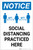 Notice: Social Distancing Practiced Here Portrait - Label
