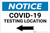 Notice: COVID-19 Testing Location with Left Arrow Landscape - Label