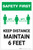 Safety First: Keep Distance Maintain 6ft with Icon Portrait - Label