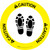 Caution: Shoe Print Up Circular - Floor Sign
