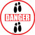 Danger: Shoe Prints Down Circular v2 - Floor Sign