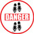 Danger: Shoe Prints Down Circular - Floor Sign