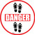 Danger: Shoe Prints Up Circular - Floor Sign