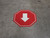 Down Arrow Stop Circular - Floor Sign