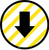 Down Arrow Yellow and White Circular - Floor Sign