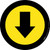 Down Arrow Yellow with Black Border Circular - Floor Sign