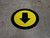 Down Arrow Yellow with Black Border Circular - Floor Sign