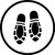 Shoe Print Down Black Circular - Floor Sign