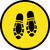 Shoe Print Down Yellow Circular - Floor Sign