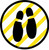 Shoe Print Down Yellow and White Circular v2 - Floor Sign