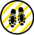Shoe Print Down Yellow and White Circular - Floor Sign
