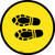 Shoe Print Left Yellow Circular - Floor Sign