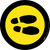 Shoe Print Right Yellow with Black Border Circular v2 - Floor Sign