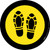 Shoe Print Up Yellow with Black Border Circular - Floor Sign