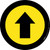 Up Arrow Yellow with Black Border Circular - Floor Sign